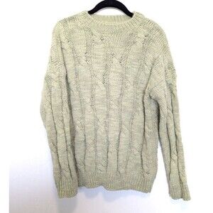 Pastiche Cable Knit Sweater Womens Size Medium Green Alpaca Wool